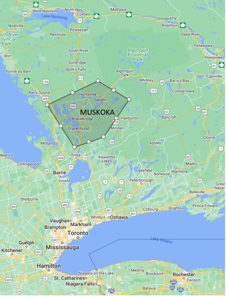 Muskoka Map, Ontario, Canada